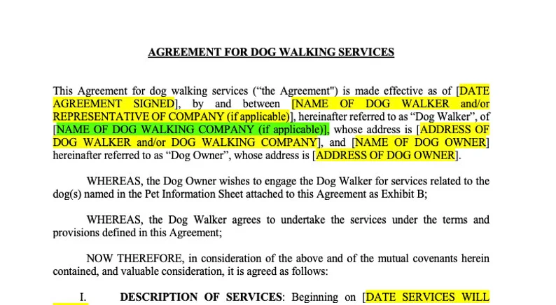 Dog Walking Services Agreement; contract for dog walking - Image 3